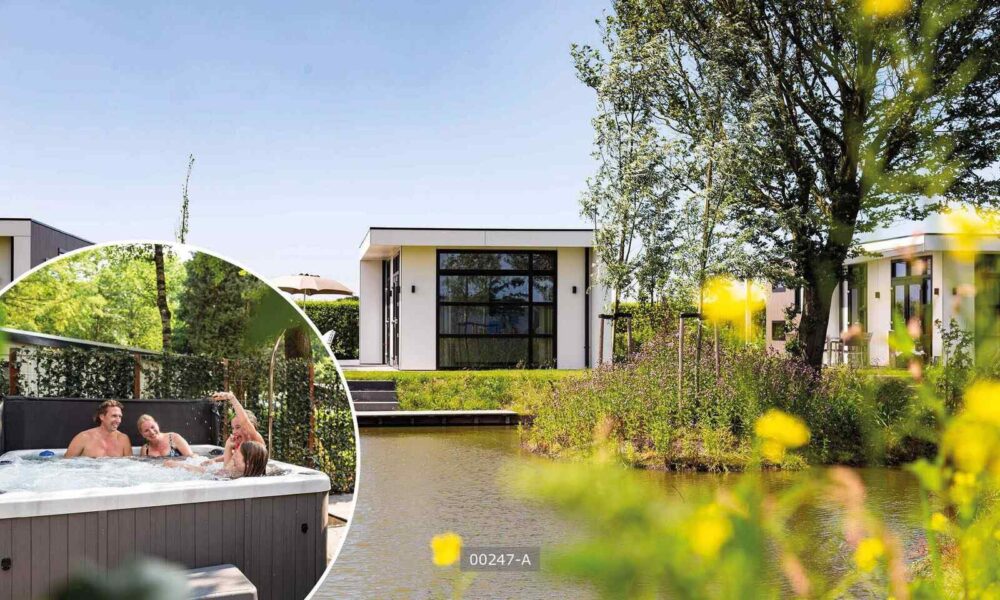 Luxe 4 persoons chalet met bubbelbad en buitendouche op een vakantiepark