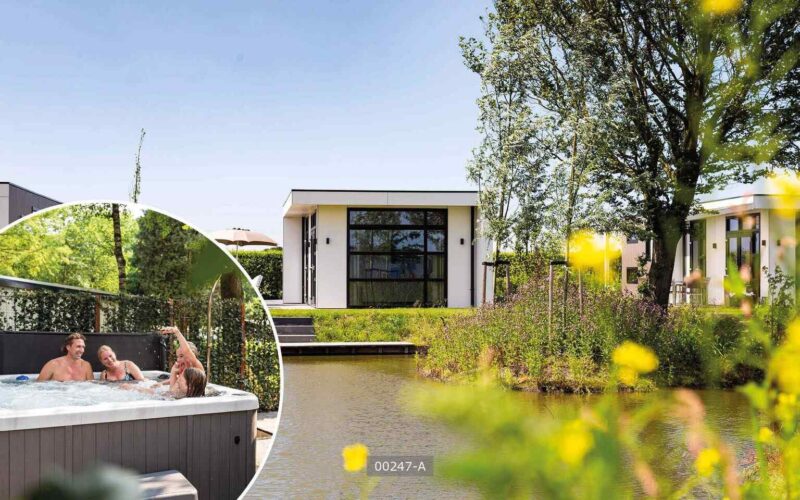 Luxe 4 persoons chalet met bubbelbad en buitendouche op een vakantiepark
